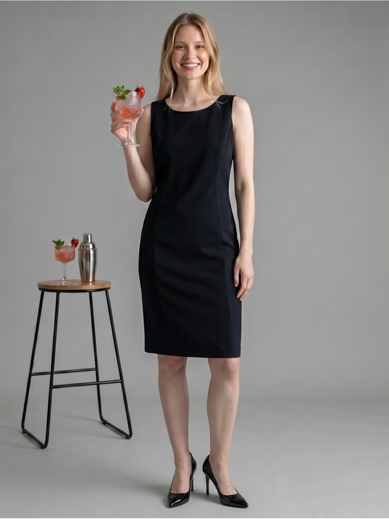 Calvin Klein Dresses & Skirts - Calvin Klein Black Sleeveless Sheath Dress 8 Midi Workwear Office LBD 90s